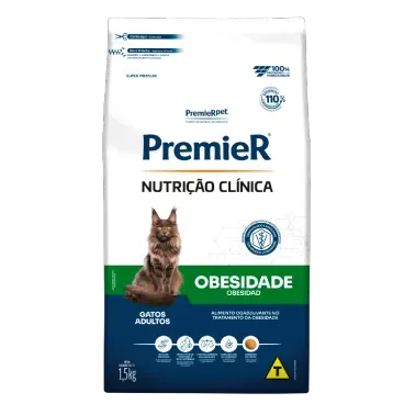 Racao Premier Nutricao Clinica Obesidade Gatos Adultos 1.5kg frente